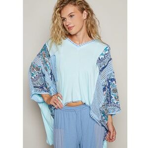 🌟 “The Bessie" Blue Oversized High Low Top